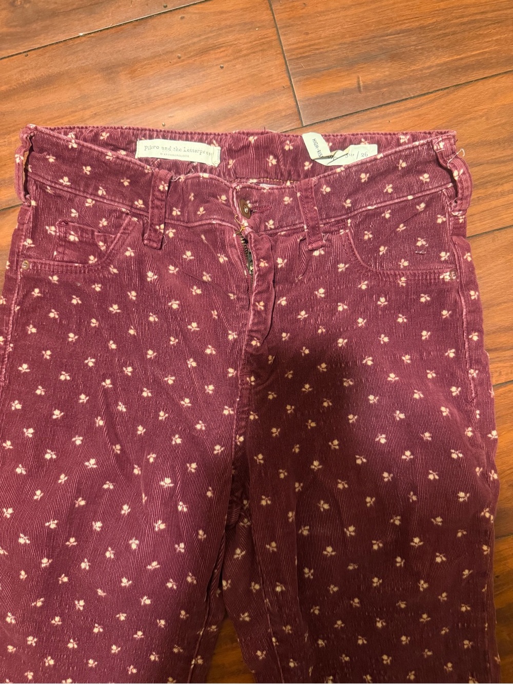 Anthropologie Maroon Wide-Leg Corduroy Jeans with Light Motif - Picture 2 of 11